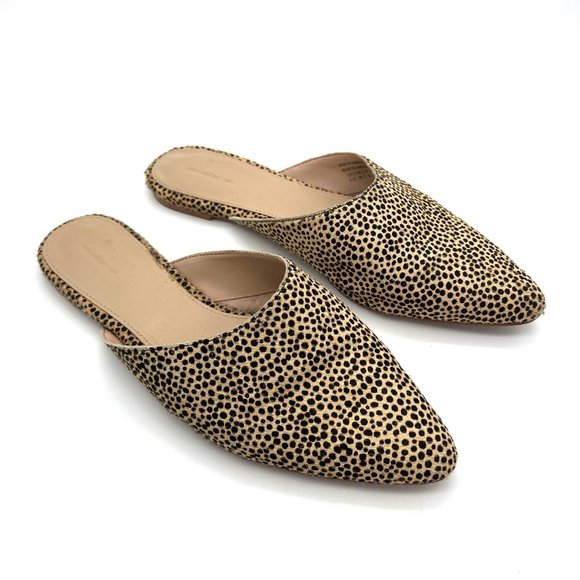 Parisian Slip On Mule in Spotty Calf Hair Pointed Toe Flat Leopard Cheetah Print - Picture 5 of 12